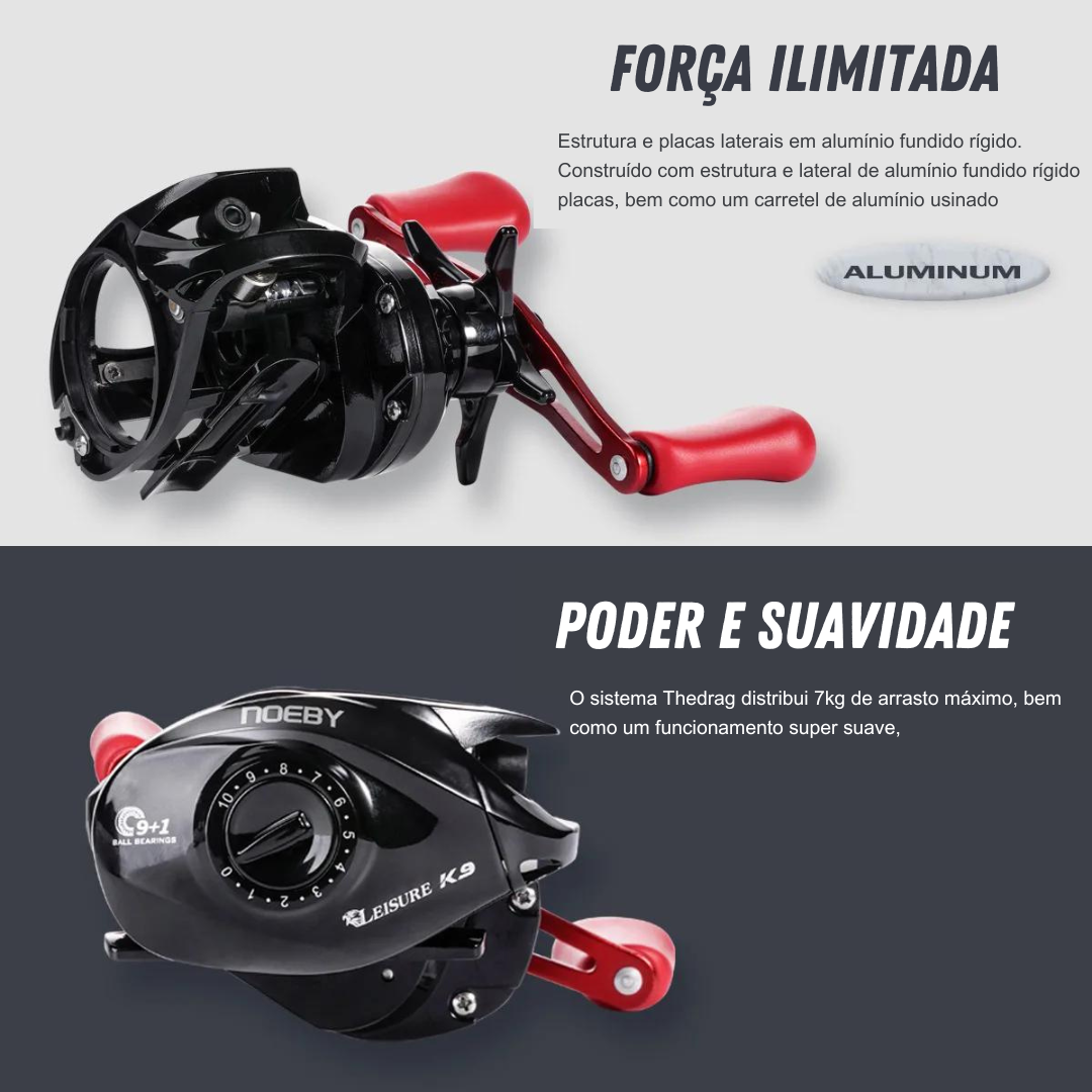 Carretilha de Pesca Low Profile Aluminum - Clube da Pesca