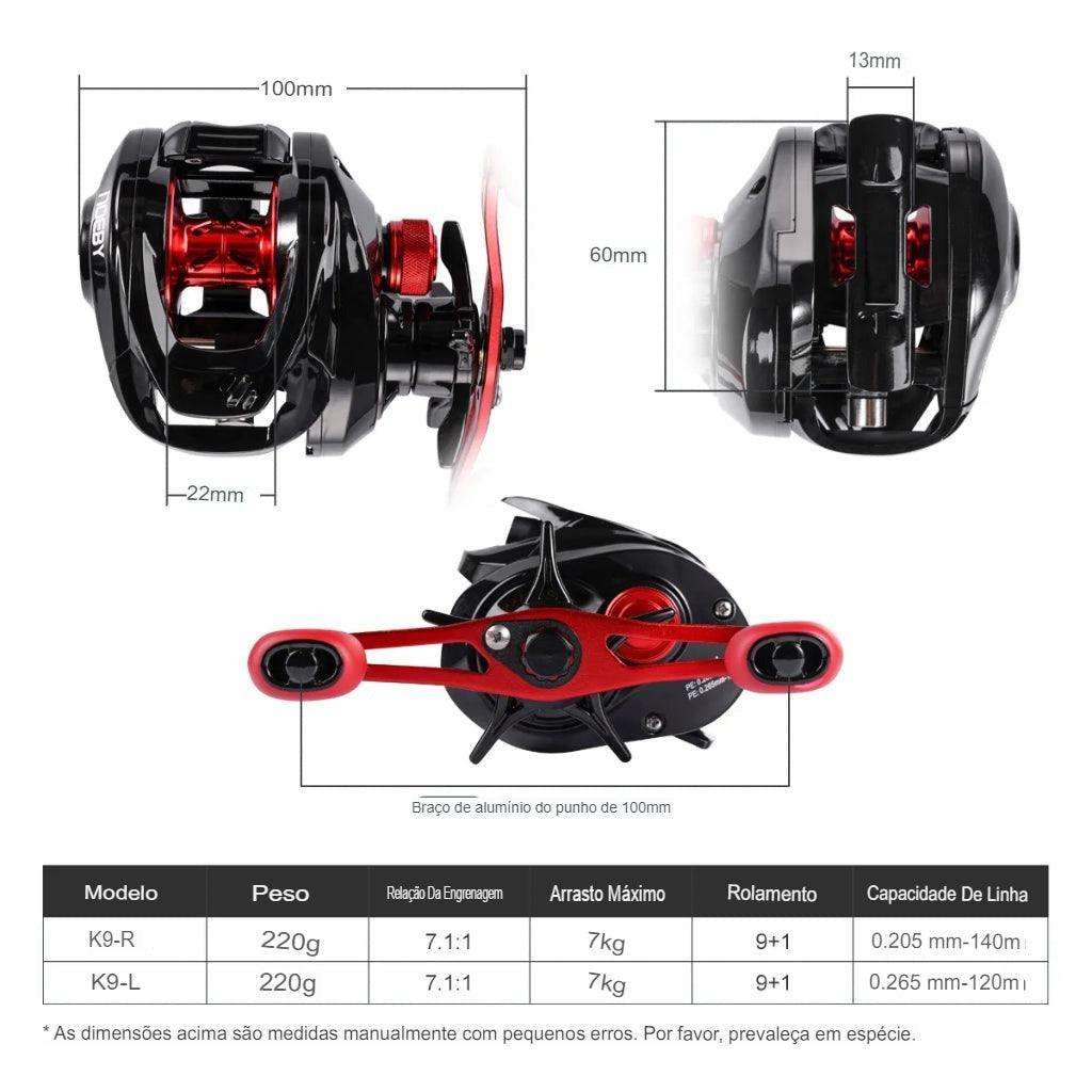 Carretilha de Pesca Low Profile Aluminum - Clube da Pesca